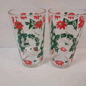 Vintage Hazel Atlas Merry Christmas and Happy New Year Glasses - Set of 2